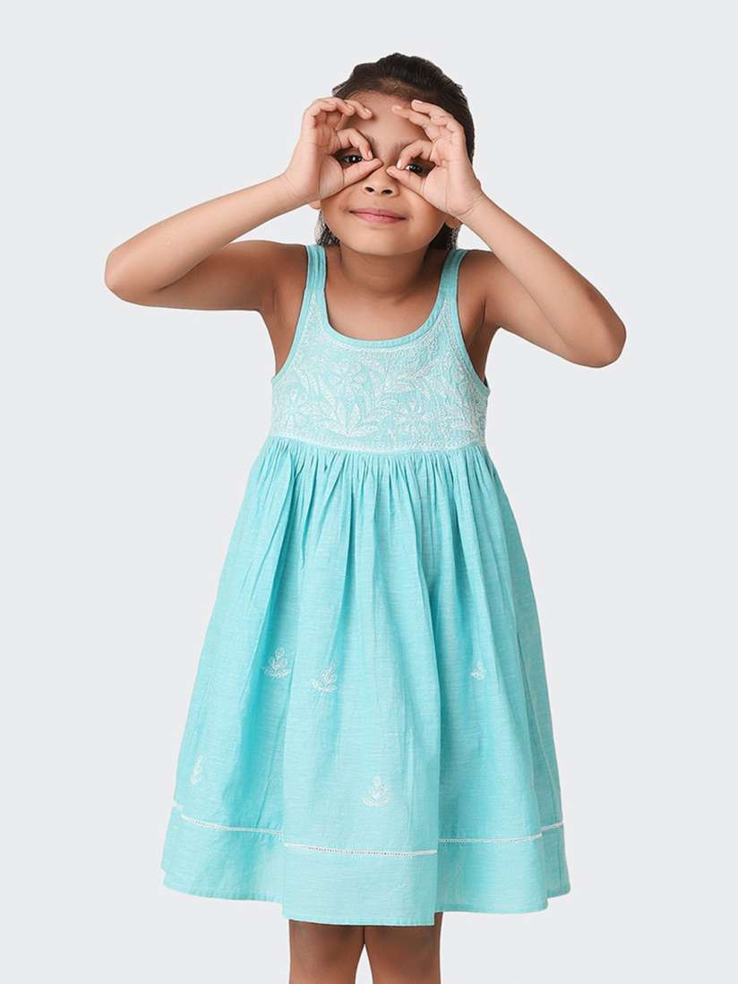 Buy Fabindia Girls Floral Embroidered A Line Cotton Dress Dresses for Girls 21855980 Myntra