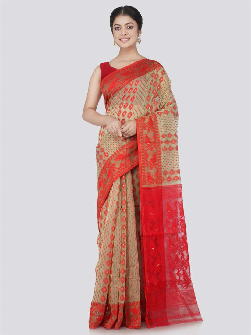 Buy PinkLoom Woven Design Pure Cotton Jamdani Saree Sarees for Women 21858834 Myntra