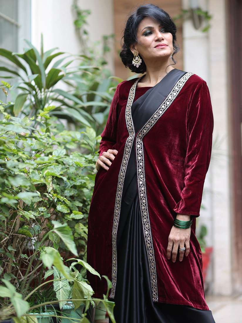 Velvet Ethnic Long Jackets Ethnic Jackets And Shrugs Buy Swtantra