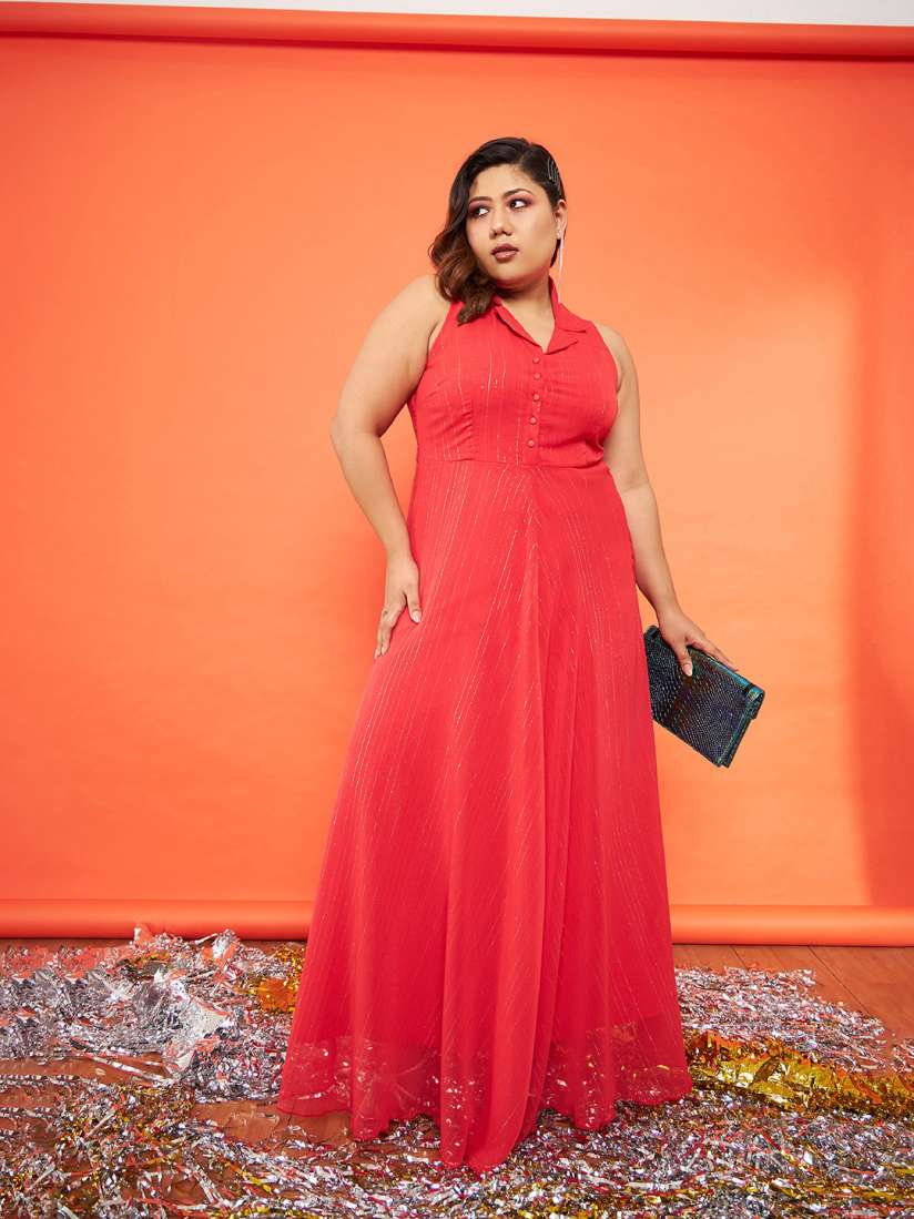 Red fit and flare dress plus size best sale