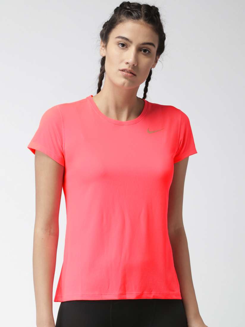 Buy Nike Women Neon Pink Solid AS W NK BRTHE RAPID SS Running T shirt Tshirts for Women 2187512 Myntra