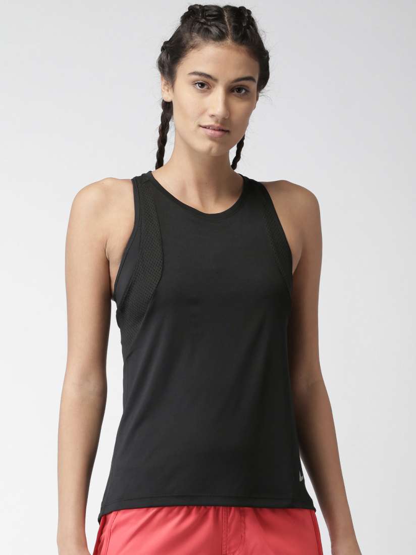 Buy Nike Women Black Solid AS W NK DRY MILER TANK CL Running Top Tops for Women 2187513 Myntra