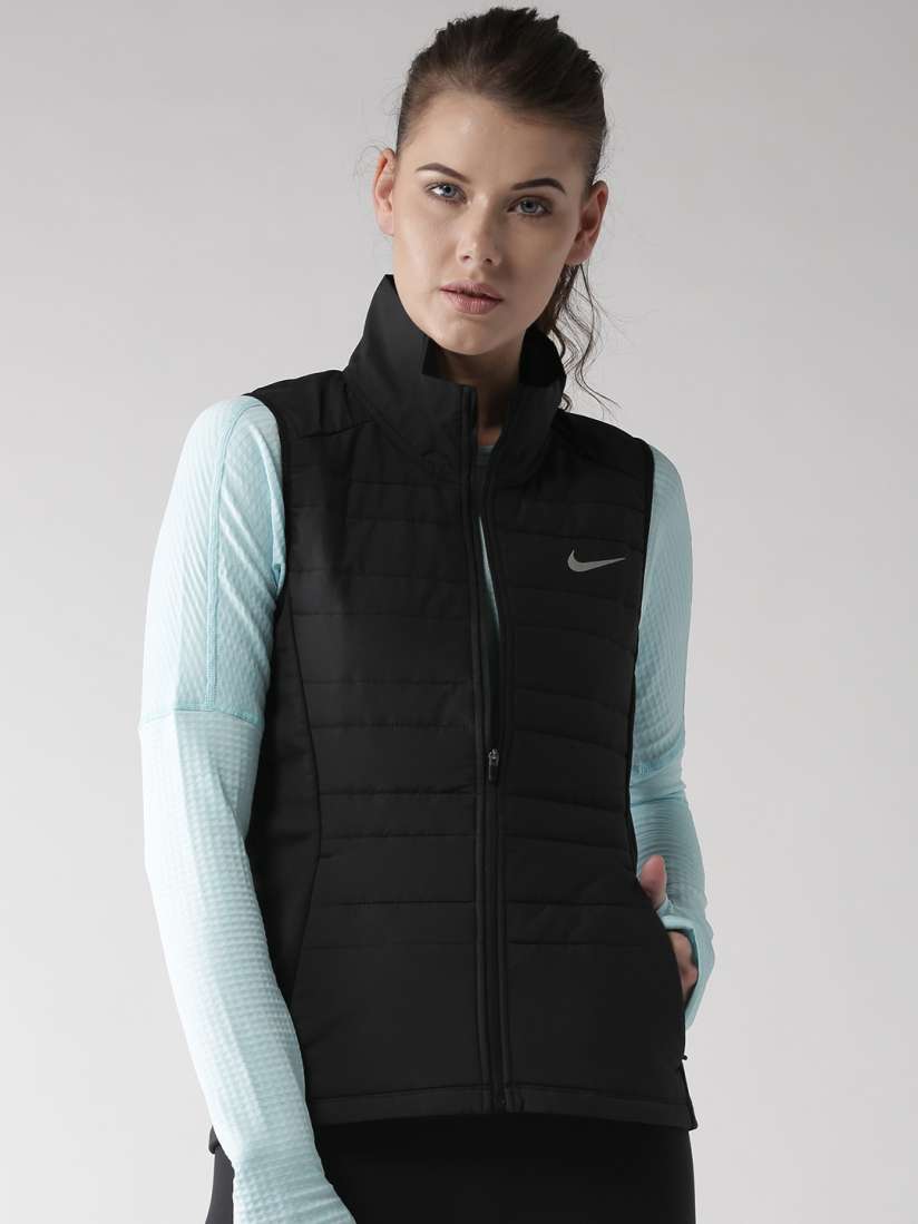 Buy Nike Women Black AS Essential Vest Solid Insulator Quilted Running Jacket Jackets for Women 2187519 Myntra