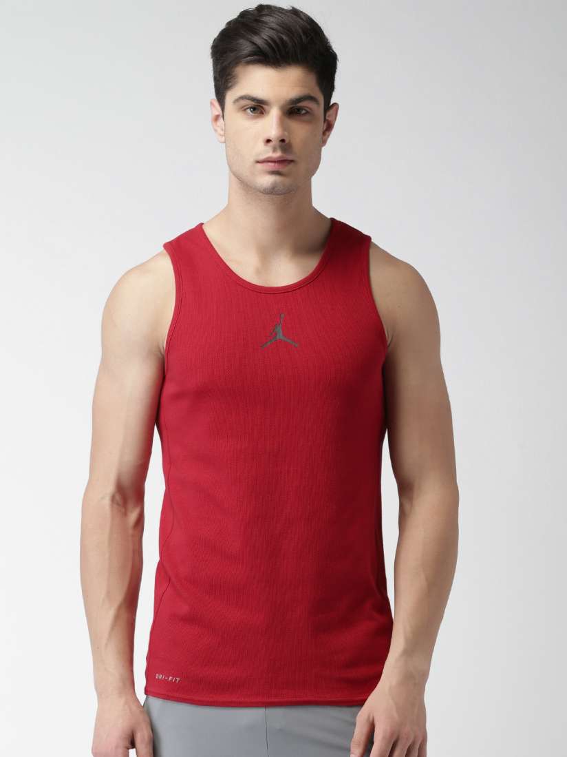 Buy Nike Jordan NBA Rise Men Red Solid RISE DRI FIT Basketball Tank T shirt Tshirts for Men 2187684 Myntra