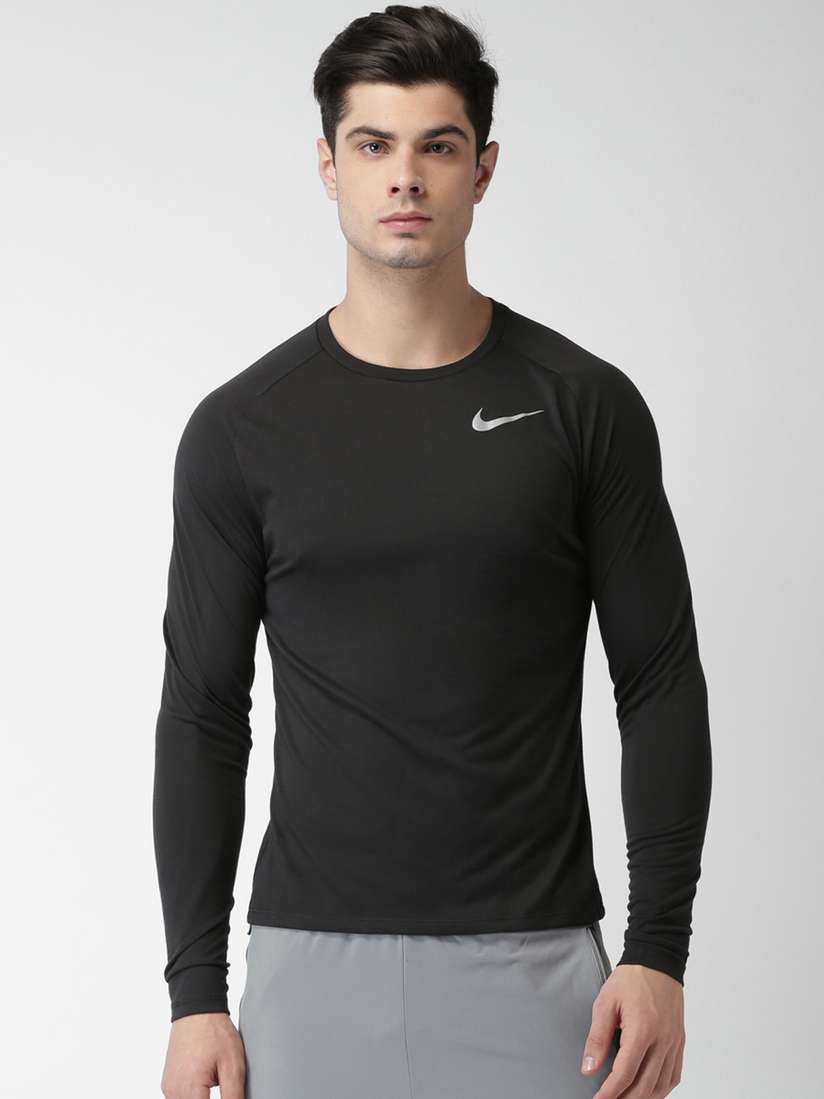 Buy Nike Men Black AS M NK BRT TOP LS TAILWI Solid Round Neck T 