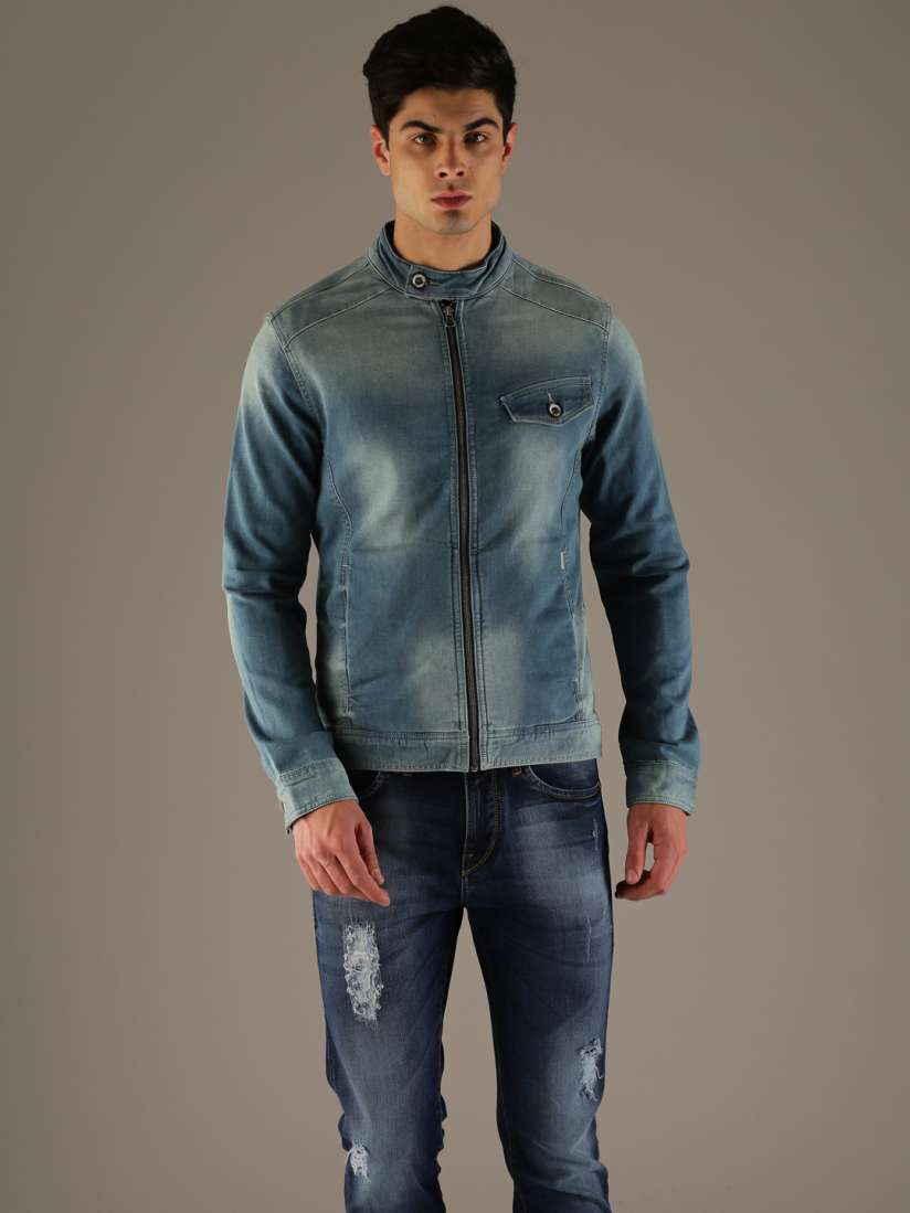 Flying machine blue denim jacket cheap
