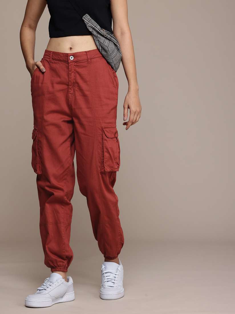 Buy The Roadster Lifestyle Co. Women Pure Cotton Cargos Trousers Trousers for Women 21882656 Myntra