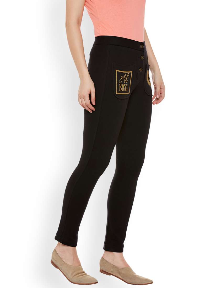 Black jeggings myntra online