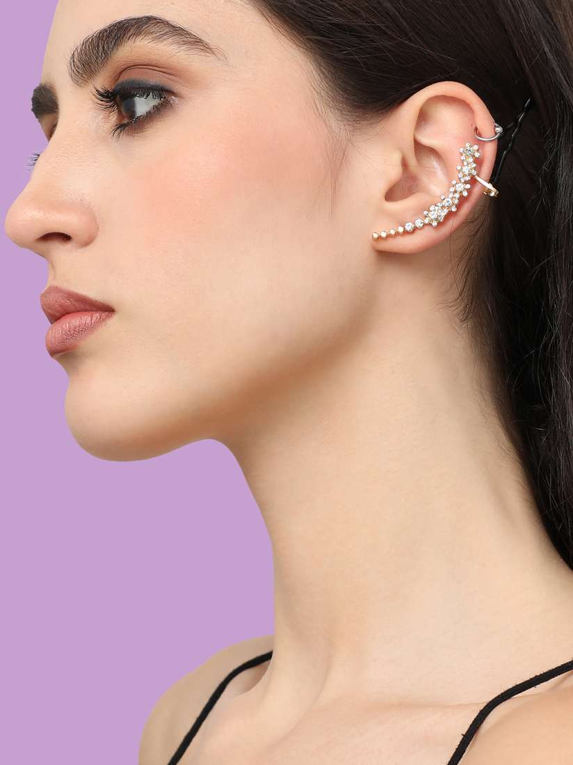 Buy SOHI Gold Plated Contemporary Ear Cuff Earrings Earrings for Women 21886754 Myntra