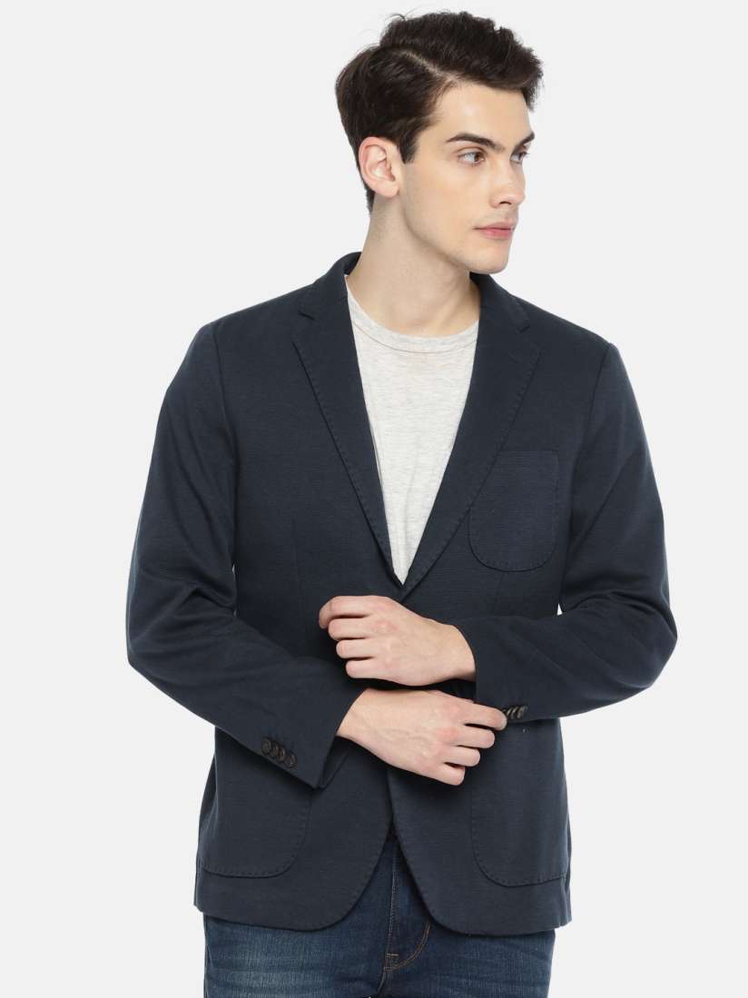 Buy U.S. Polo Assn. Men Navy Blue Solid Slim Fit Single Breasted Casual Blazer Blazers for Men 2188757 Myntra