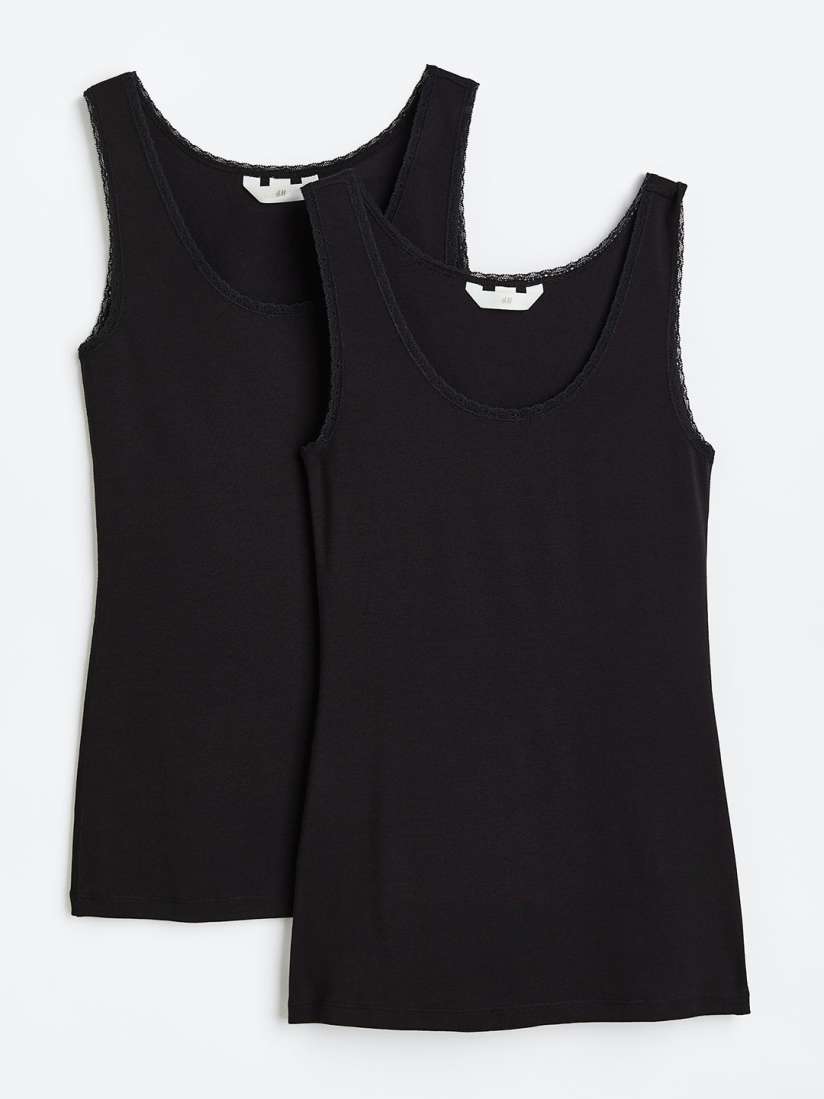 Buy H M Women 2 Pack Lace Trimmed Vest Tops Tops for Women 21893914 Myntra