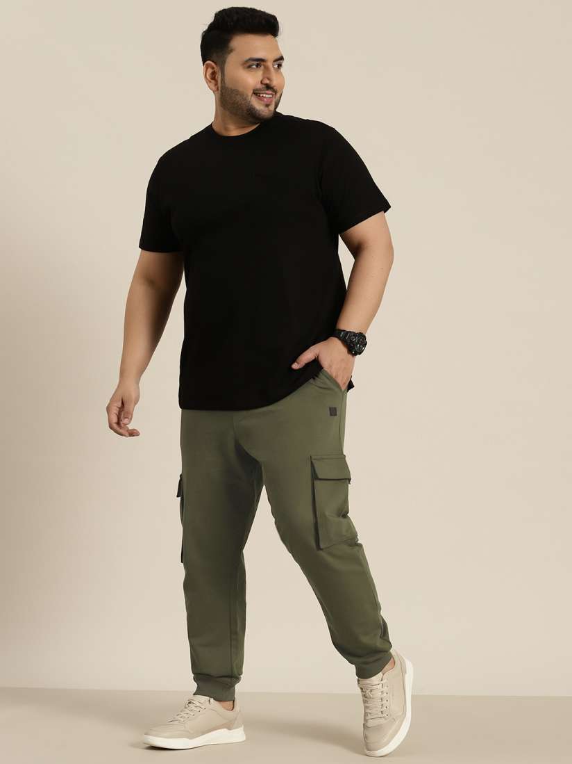 Buy Sztori Men Plus Size Pure Cotton Solid Cargo Joggers Track Pants for Men 21894322 Myntra
