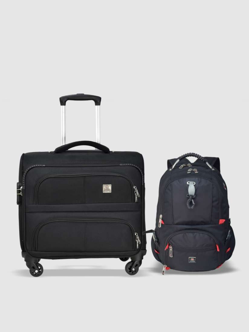 Buy SWISS MILITARY Set Of 2 Textured Soft Sided Small Trolley Overnighter Laptop Backpack Trolley Bag for Unisex 21896056 Myntra
