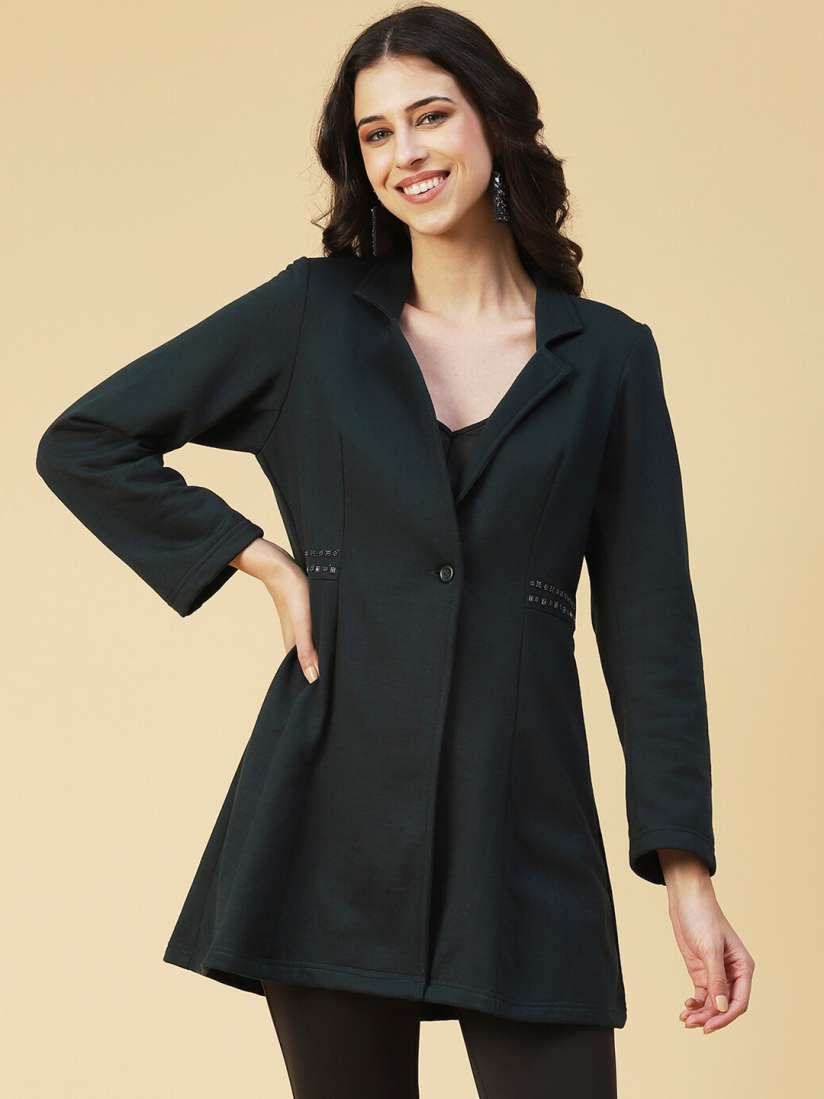 Buy FASHOR Woolen Lightweight Longline Tailored Jacket Jackets for Women 21897986 Myntra