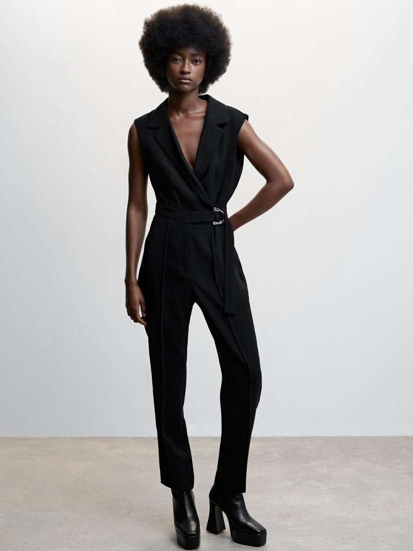 Buy MANGO Notched Lapel Collar Belted Sustainable Jumpsuit Jumpsuit for Women 21900984 Myntra