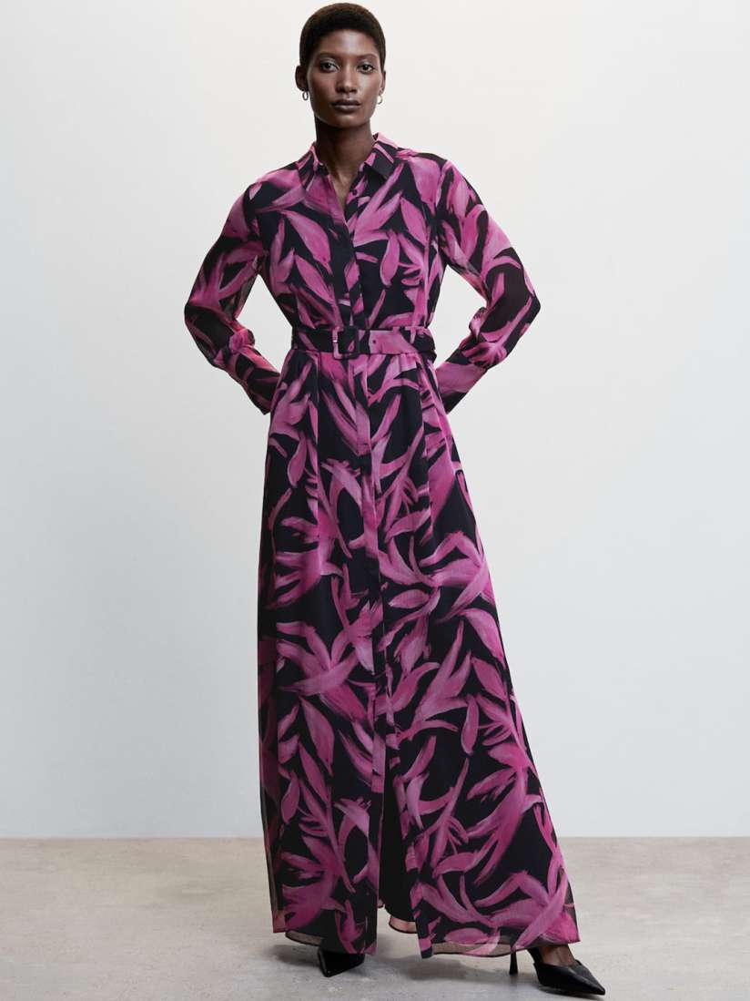 Buy MANGO Printed Shirt Style Maxi Dress With Belt Dresses for Women 21900992 Myntra