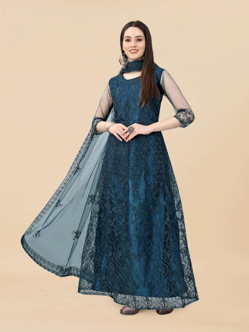 Buy APNISHA Blue Ethnic Motifs Net Ethnic Gown With Dupatta Ethnic Dresses for Women 21905012 Myntra