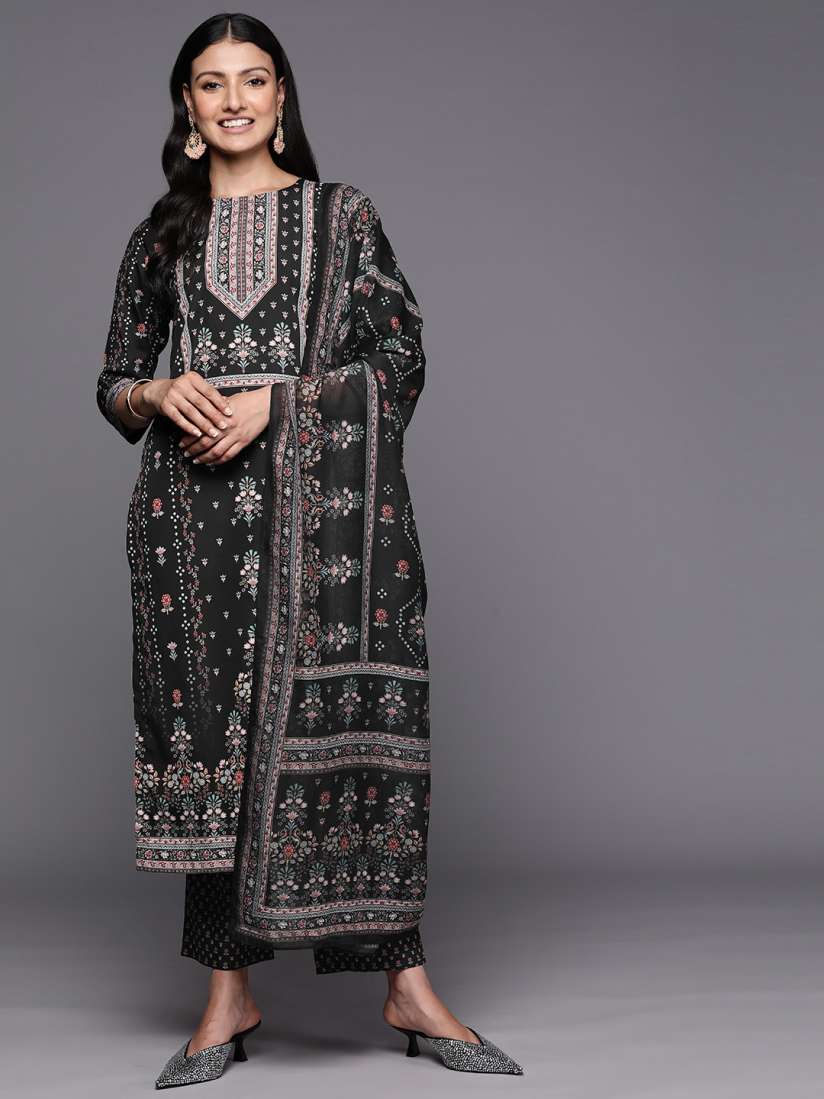 Buy Libas Floral Printed Kurta with Trousers With Dupatta Kurta Sets for Women 21905422 Myntra