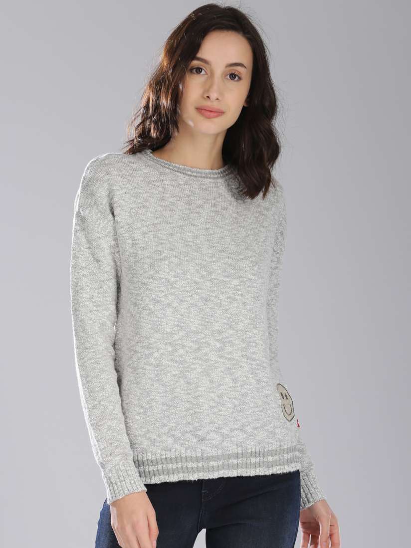 Buy Levis Women Grey Self Design Sweater Sweaters for Women 2190974 Myntra