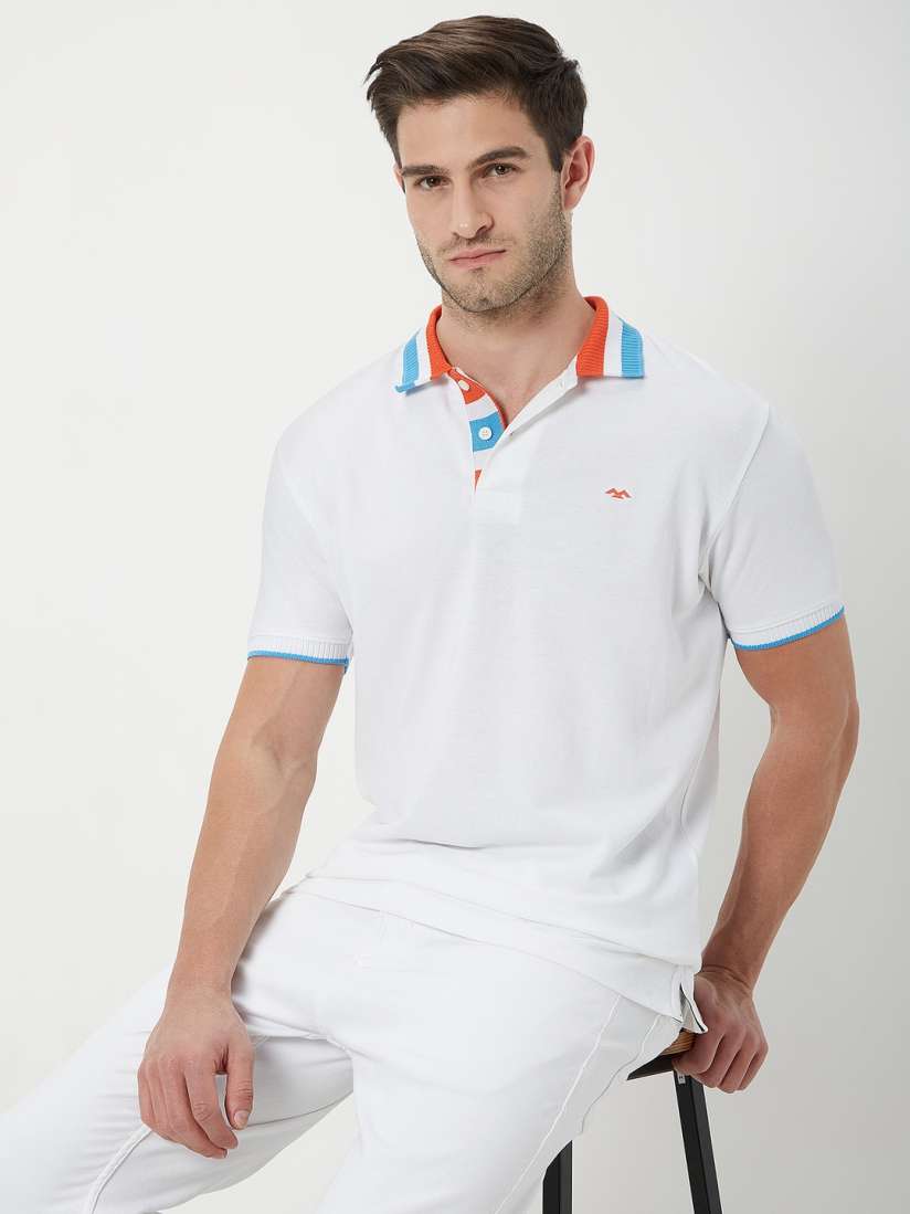 Buy Mufti Polo Collar Slim Fit Pure Cotton T shirt Tshirts for Men 21912072 Myntra