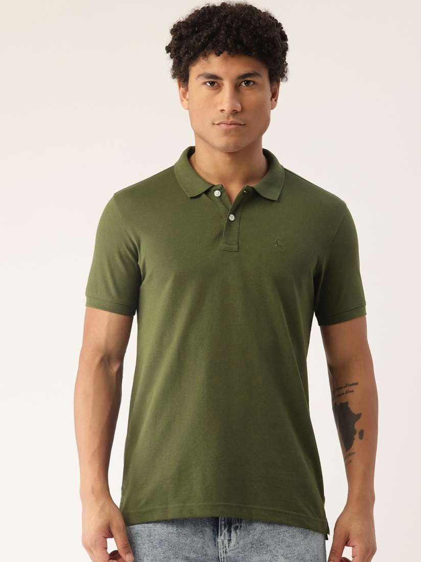 Parx Men Solid Polo Collar T shirt