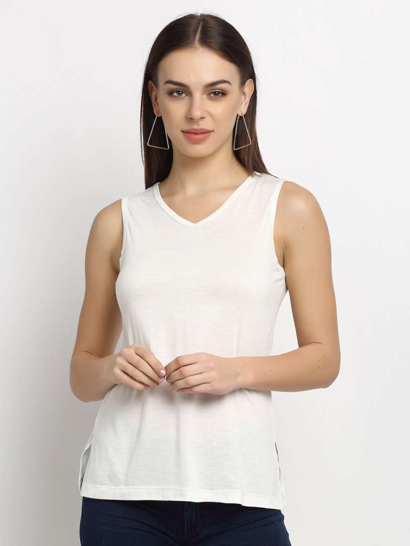 Sleeveless cotton tee shirts on sale