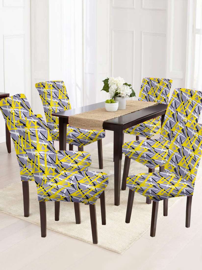 Grey and yellow chair covers shop