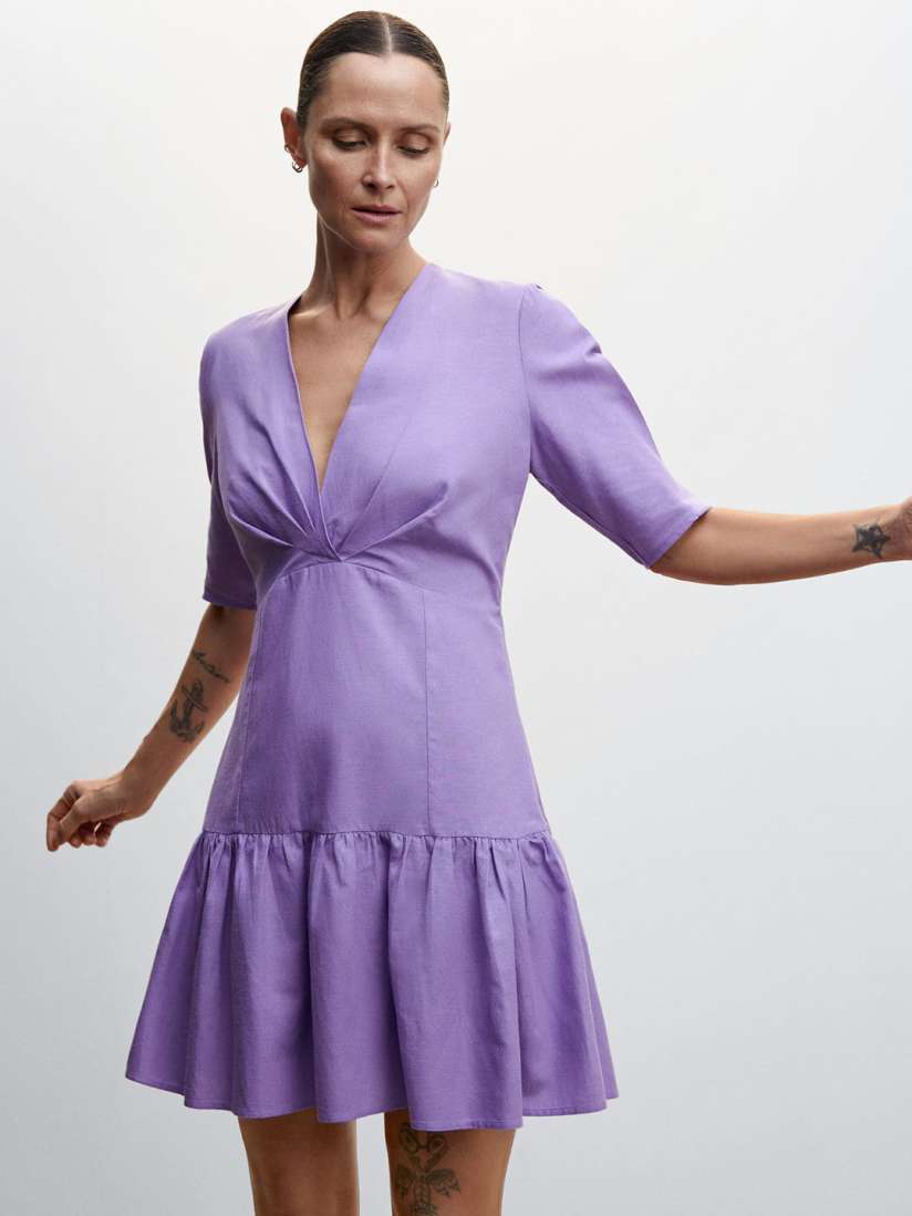 Purple drop waist dress sale