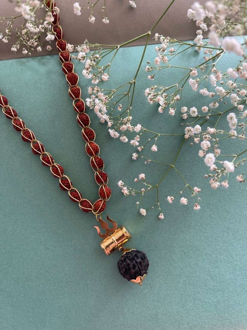 Rudraksha chain with gold discount