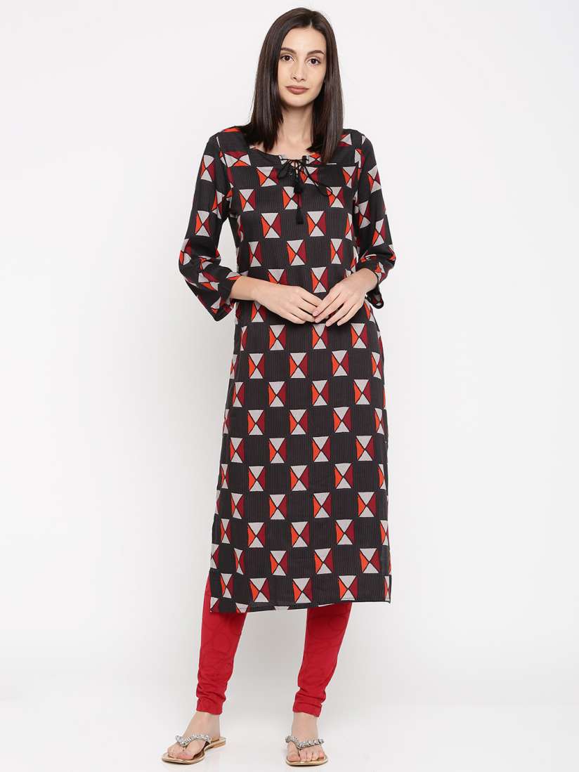Buy Global Desi Women Purple Grey Printed Straight Kurta Kurtas for Women 2194168 Myntra