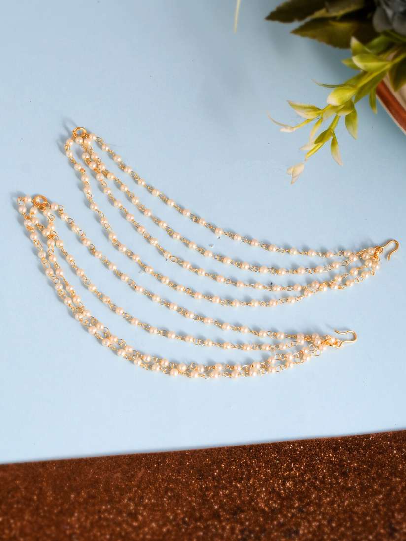 Buy Sanjog Gold Plated Pearls Studded Classic Layered Ear Chain Ear Cuff Earrings for Women 21941834 Myntra