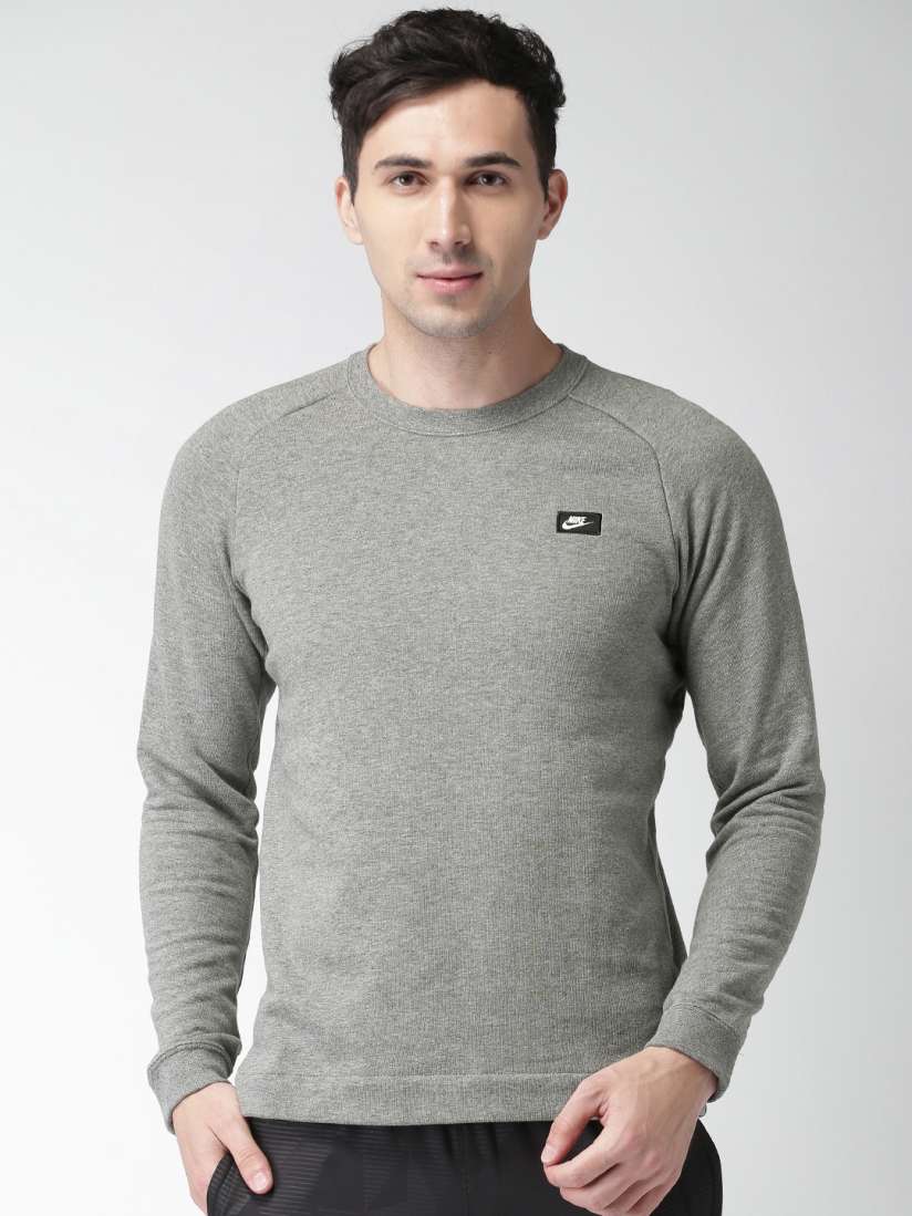 Buy Nike Men Grey Melange Solid AS M NSW MODERN CRW FT Sweatshirt Sweatshirts for Men 2194237 Myntra