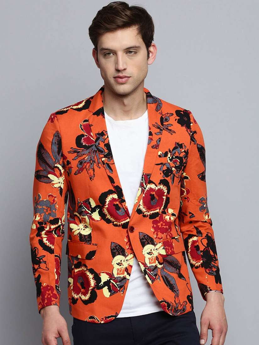 Orange floral blazer cheap