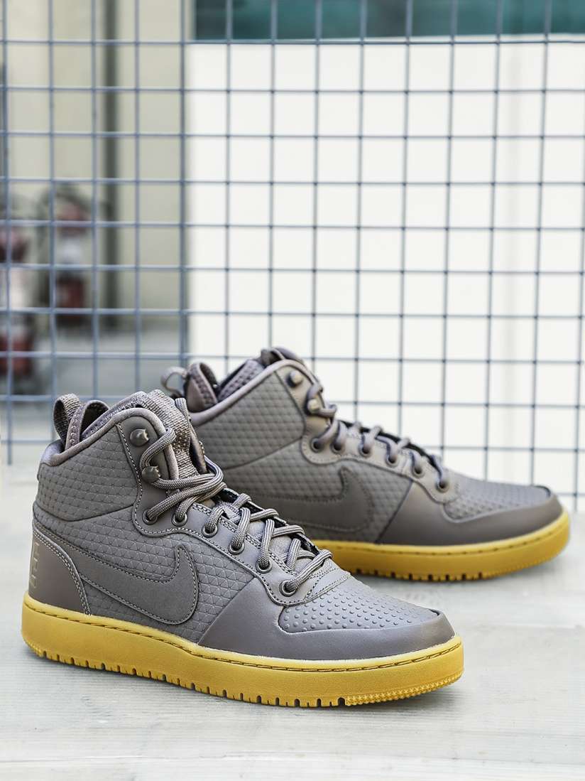 Buy Nike Men Grey Solid Leather Mid Top Court Borough Sneakers Casual Shoes for Men 2194284 Myntra