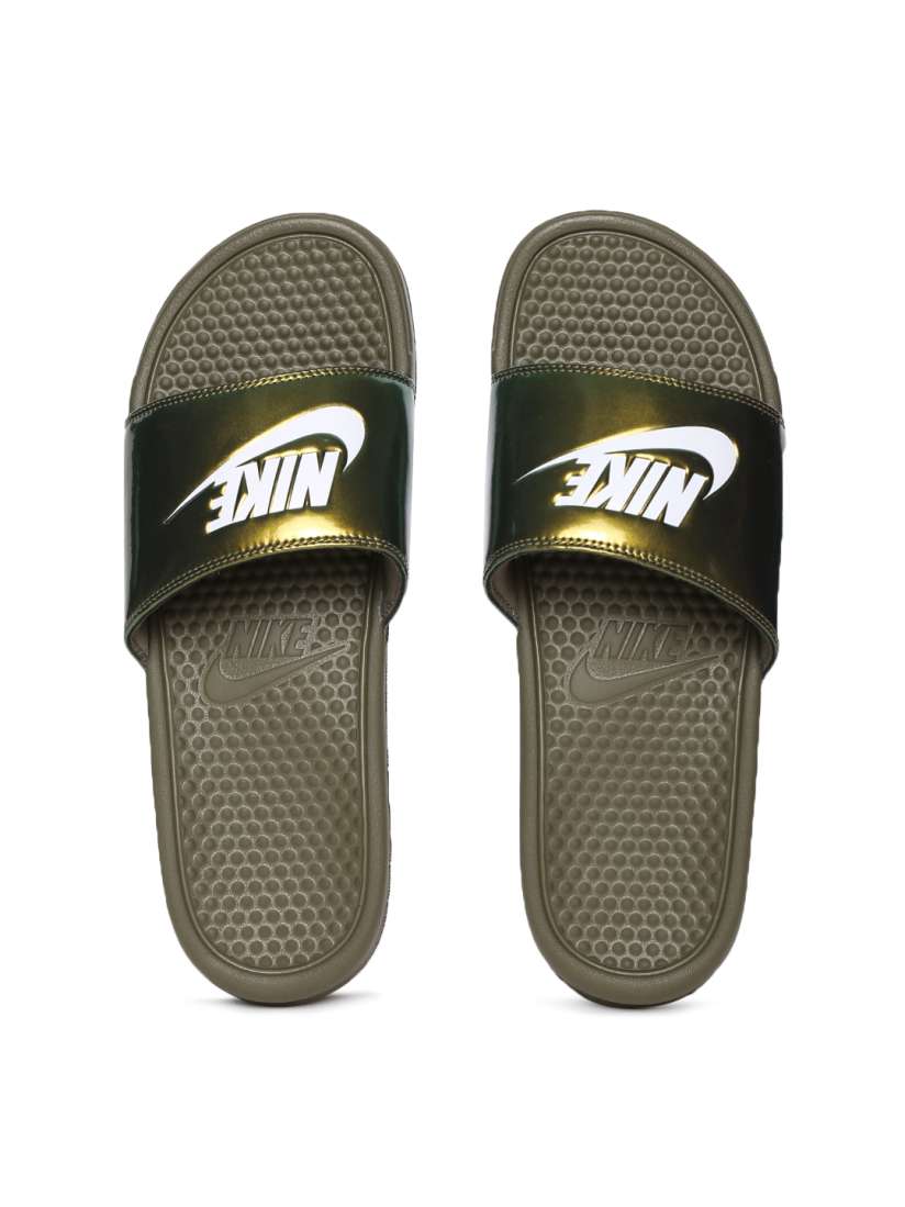 Buy Nike Men Olive Grey Solid Benassi Flip Flops Flip Flops for Men 2194364 Myntra