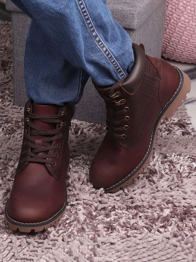 Red chief textured brown boot new arrivals