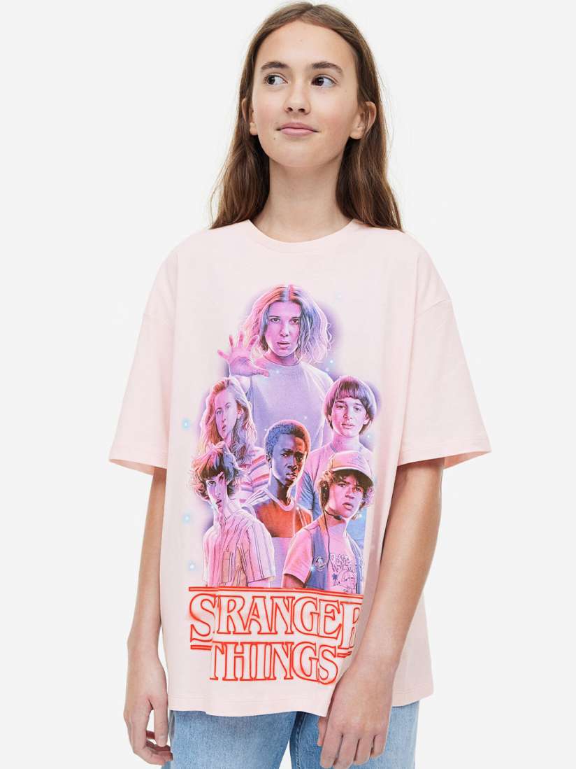 Buy H M Girls Stranger Things Printed Cotton T Shirt Tshirts for Girls 21951594 Myntra