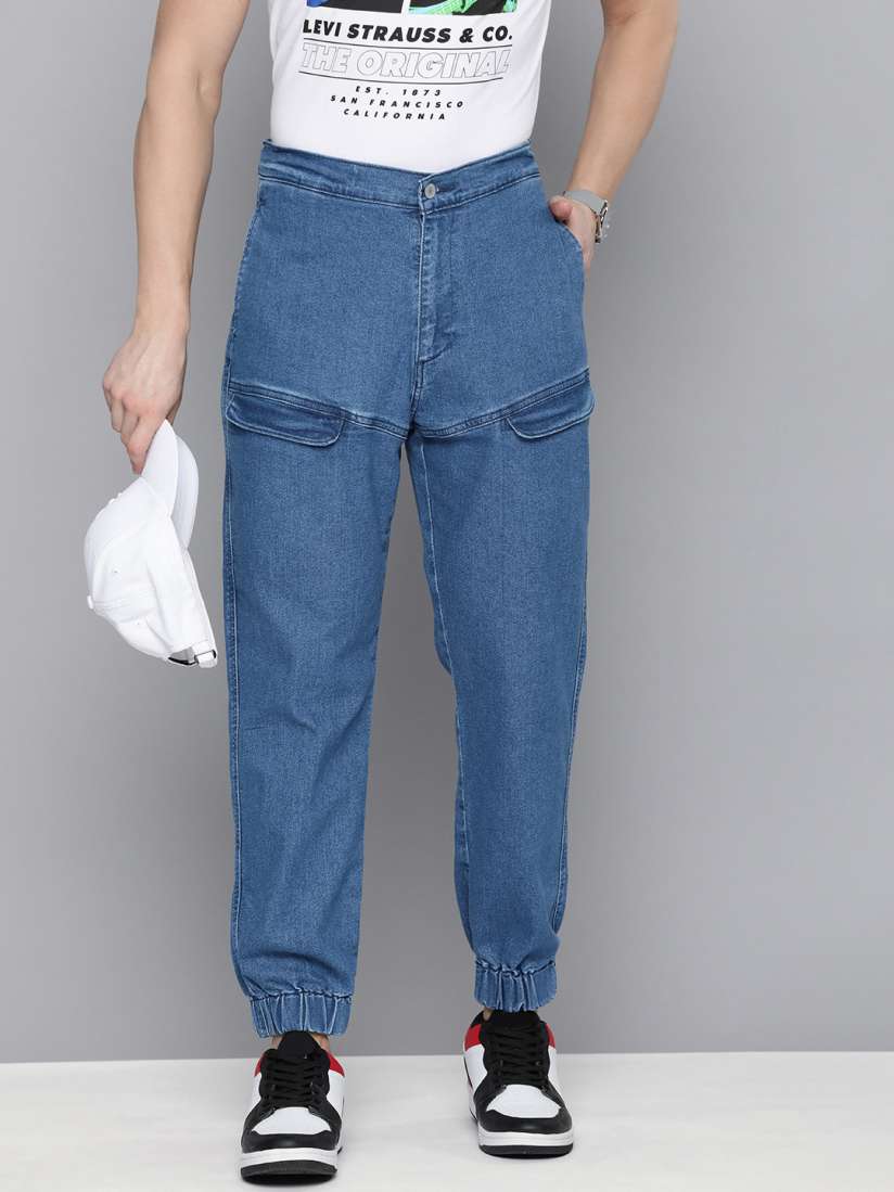 Buy Levis Men Solid Tapered Fit Mid Rise Denim Joggers Trousers for Men 21953824 Myntra