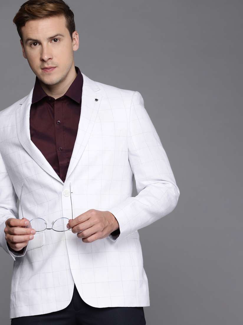 Buy Louis Philippe Men Checked Single Breasted Slim Fit Formal Blazer Blazers for Men 21954058 Myntra