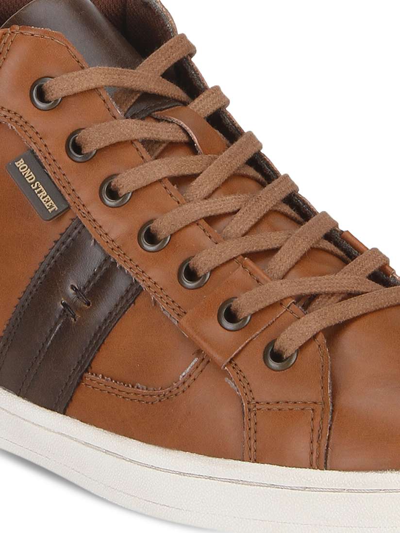 Buy Bond Street By Red Tape Men Tan Brown Solid Synthetic Mid Top Flat Boots Boots for Men 2196326 Myntra