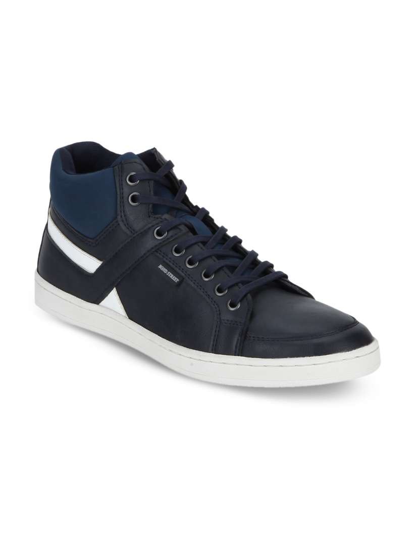 Buy Bond Street By Red Tape Men Navy Blue Solid Synthetic Mid Top Flat Boots Casual Shoes for Men 2196328 Myntra