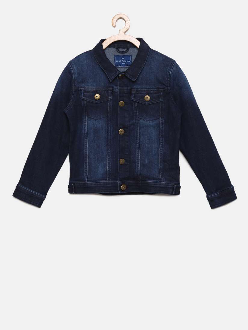 Buy Fame Forever by Lifestyle Boys Navy Washed Denim Jacket Jackets for Boys 2196495 Myntra