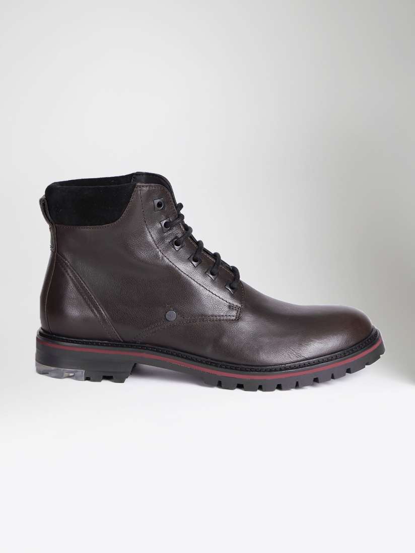 Buy BOSS Orange Men Coffee Brown Leather Flat Boots Casual Shoes for Men 2196596 Myntra