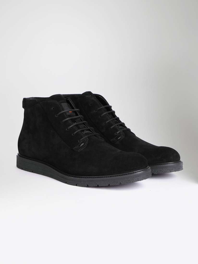 Buy BOSS Orange Men Black Leather Flat Boots Casual Shoes for Men 2196597 Myntra