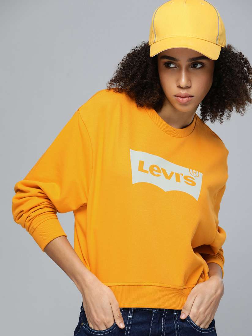 Buy Levis Women Pure Cotton Brand Logo Printed Drop Shoulders Sweatshirt Sweatshirts for Women 21966016 Myntra