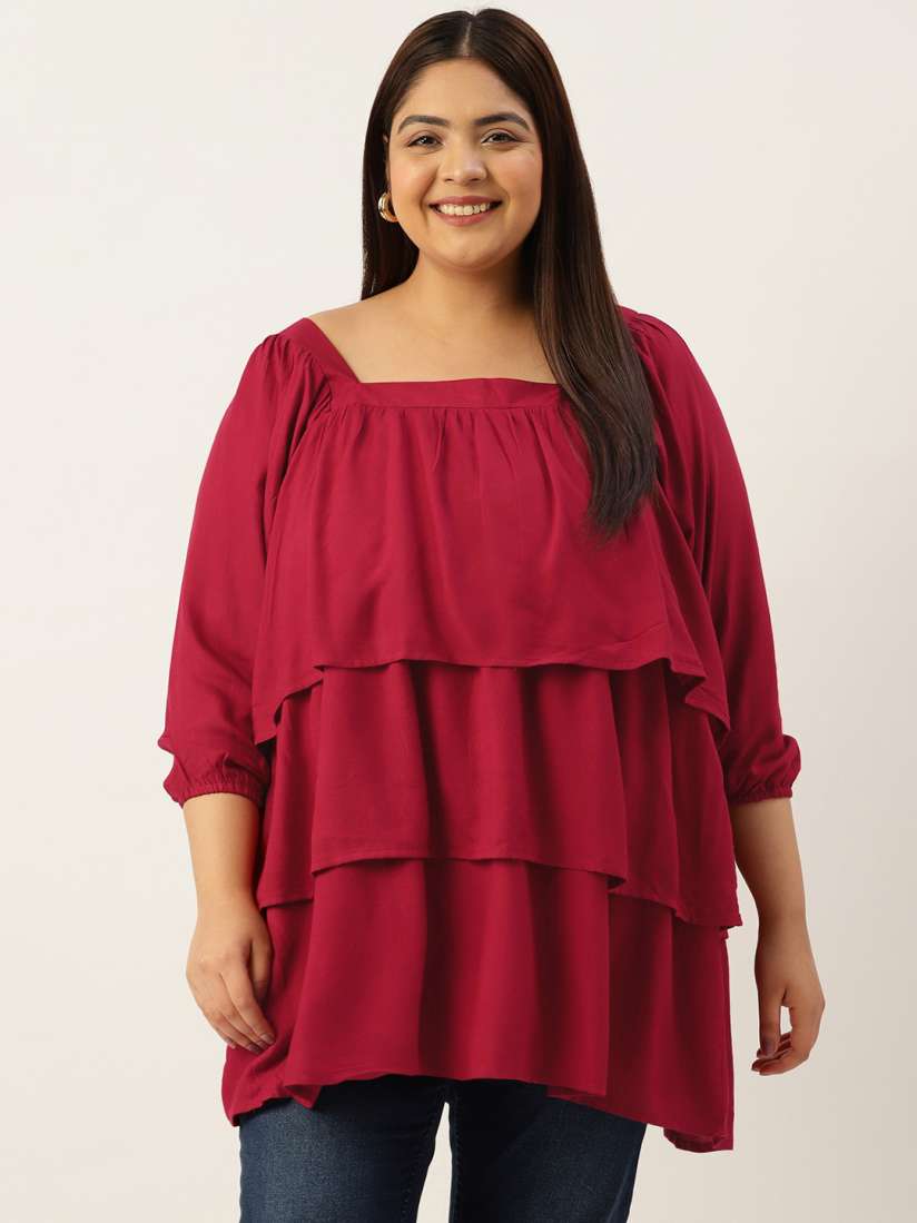 Buy theRebelinme Plus Size Layered Puff Sleeves Longline Top Tops for Women 21966728 Myntra