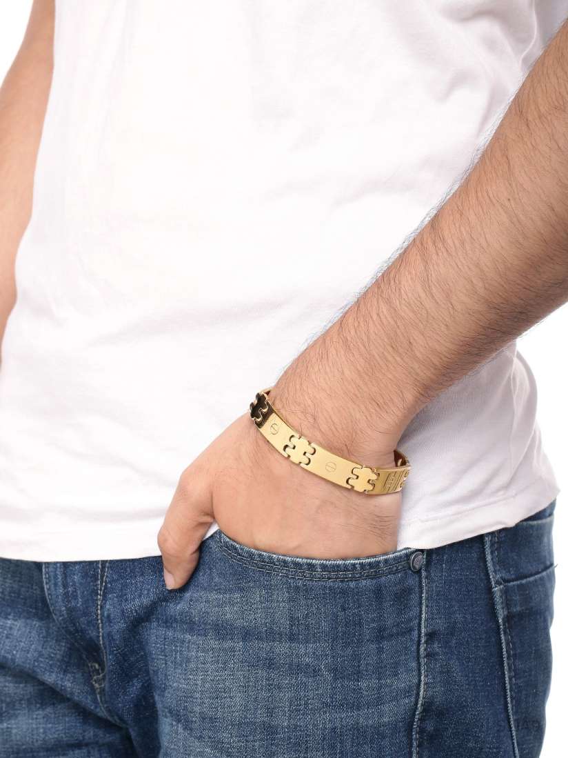 Buy Dare By Voylla Men Gold Toned Bracelet Bracelet for Men 2196853 Myntra