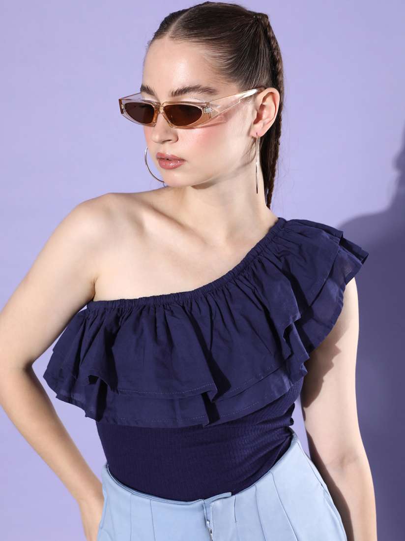 Buy The Roadster Life Co. One Shoulder Ruffles We May Party Skewed Sexy Top Tops for Women 21971226 Myntra