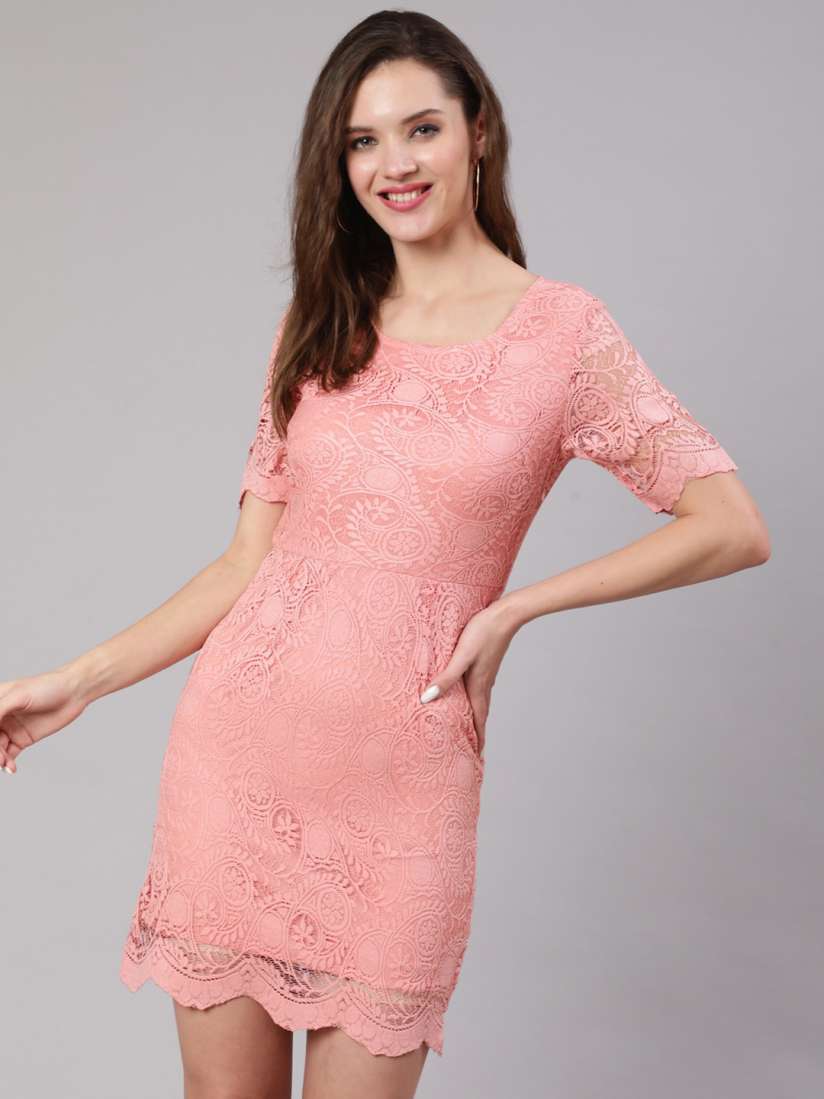 Scalloped lace sheath dress top