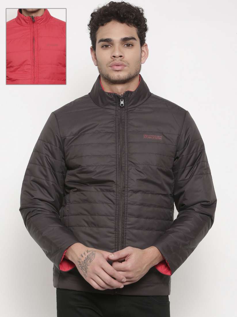 Buy Status Quo Men Charcoal Grey Red Solid Reversible Padded Jacket Jackets for Men 2197663 Myntra